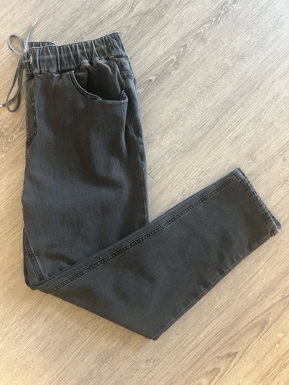 French Connection Washed Black Drawstring Elastic Waist Jogger Jeans Womens 12